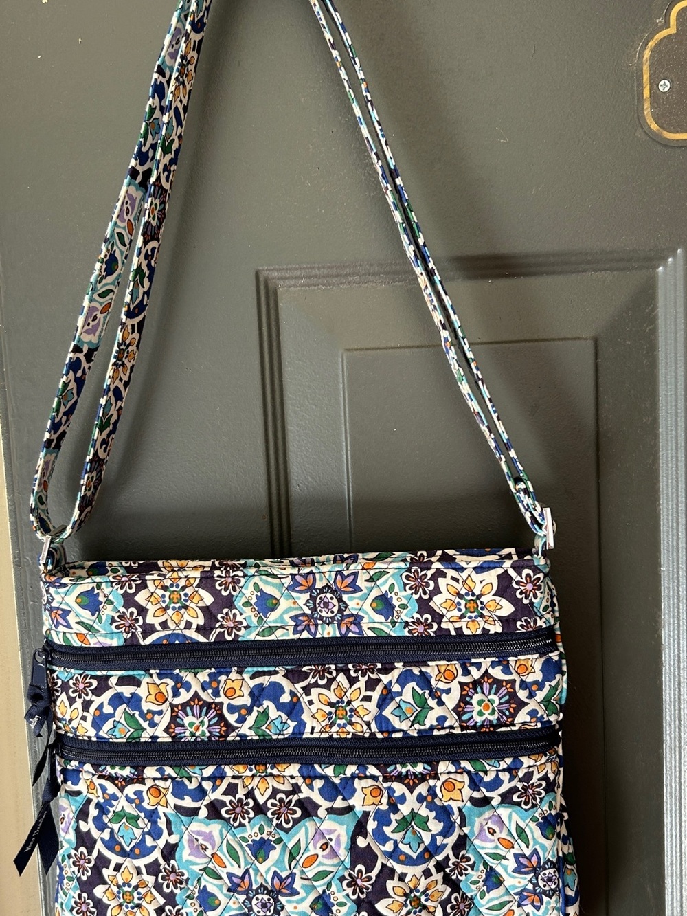 Vera Bradley Navy Aqua Floral Quilted Crossbody